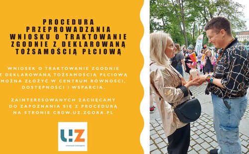 Na UZ wprowadzono procedurę przeprowadzania wniosku o traktowanie zgodnie z deklarowaną tożsamością płciową